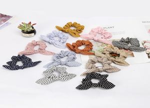 Boutique Bows Elastic Hair Band for Girl and Woman Hair Accessories Plaid Bunny Ear Pony Tail Hair Tie Rope3585883