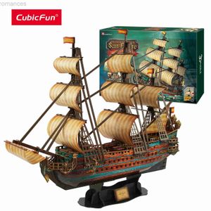 3D Buzzles Cubicfun 3D Puzzle The San Felipe Ship Model Kits 25.6 Sailboat 248 PCS الإجهاد التخلص من الزخارف الهدية للبالغين Kids 240314