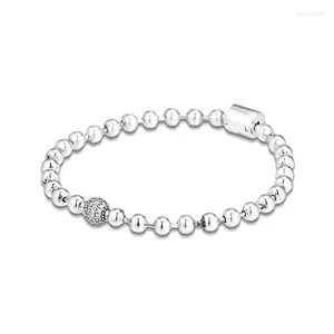 チャームブレスレットQandocci Beads Pave Chain Sterling-Sier-Jewelry
