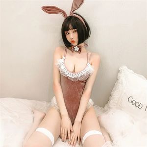 Çizgi Roman Kawaii Cosplay Bunny Kostüm Kostüm Takım Seksi Sahte Deri Malzeme Tavşan Kadın Set Yetişkin Seks Giysileri Bodysuit 240307