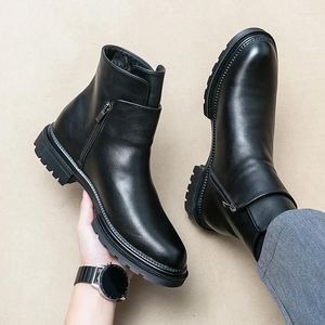 Boots Original Design S/A British Style Daily Dress Black Hombre Leather For Men's Height Increasing Shoes Award Ceremony