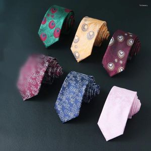 Bow slipsar slips presenter för män designers mode jacquard randig blommig nack slips grön bröllop affär smal 6 cm mager