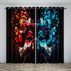 Curtains 2023 Custom Modern Game Controller Children's Thin Window Curtains for Boy Kid Living Room Bedroom Decor 2 Pieces Free Shipping