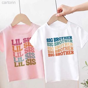 T-Shirts Big Brothers Little Sister Print Kinder-T-Shirt für Jungen und Mädchen, passendes Outfit, Tops, Sommer, Geschwister-T-Shirt, Retro-Kinderkleidung, T-Shirt ldd240314