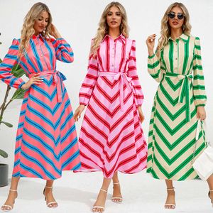 2024 NOWOŚĆ SHLIM FIT Temperament Button Open Striped Shirt Sukienka popularna dla kobiet