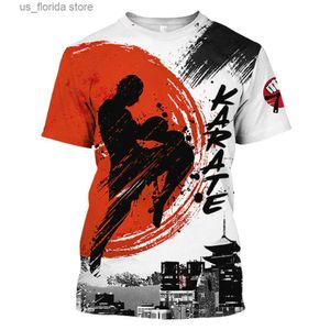 Men's T-Shirts Karate T-shirt For Men Sports Wind Mens Shirt 3D Print Casual Sweatshirt Ts Summer Fashion Short Slve Tops Loose Clothing Y240314