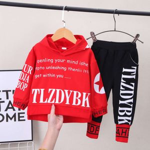 Boys Spring and Autumn 2023 New Fashionable Baby Casual English Hoodie Set
