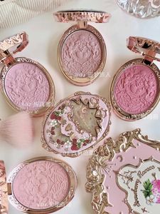 Flower Knows Strawberry Rococo Blusher Embossed Blush Face Makeup Matte Waterproof Natural Nude Brightening Cheek Cosmetics 240305