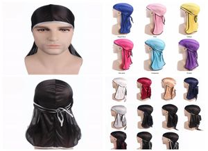 17 colors moda mężczyźni satynowe durarag bandanna peruki turban czapki jedwabisty Durag na głowę pałąk turban pirat hair akcesoria AA1208956