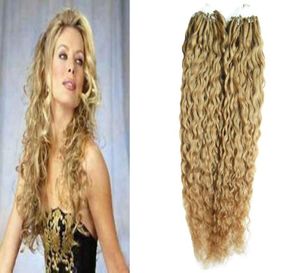 Curly Micro Beads Ingen Remy Nano Ring Länkar Human Hair Extensions 10quot 26quot 10gs 200g Natural Colors5639834