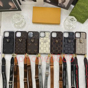 Phone sling Case Designer iPhone Case Suitable for Apple iPhone 15 14 Pro Max 13 12 14plus 11 X XR XS XsMax Crossbody Wallet Card Seat Gold Edge Luxury Lanyard Phone Case