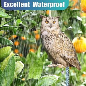 Fake Horned Owl Bird Scarecrow Decoy Bird Scare Reflective Hangings Decoration Fake Owl Decoy to Scare Birds Away From Gardens 240229