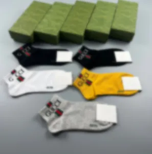 Designer-Calcetines-Socken für Herren und Damen. Fünf Paar stilvolle Sportsocken mit Buchstabendruck, bestickt, aus reiner Baumwolle, atmungsaktiv und Box