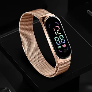 Wristwatches M7 Cartoon LED Student Electronic Watch Innovative Colorful Sports Mesh Strap Bracelet