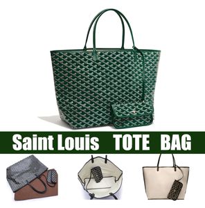Toppkvalitet Totes Luxury Designer Bag Saint Louis PM Tote Bag Black Green Vintage Stor axelväska