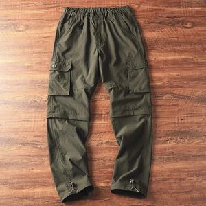 Men's Pants Spring And Summer Thin Casual Straight Tube Multi Pocket Workwear With Detachable Five Point Shorts Trend