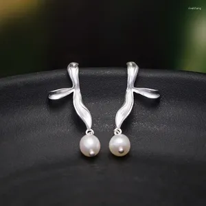 Dangle Earrings S925 Sterling Silver Simple Personality Pearl Fashion Ins Tide Three Petal FlowerWholesale Gift