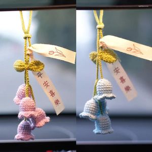 Keychains French Romantic 3D Flower Key Pendant Hand-Woven Knitting Bell Orchid Portable Packaging Buckle Flowers Hängen