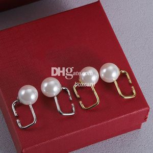 Simple Pearl Earrings Eardrops Retro Letter Stamped Earrings Drop Studs Trendy Lady Earrings With Gift Box Birthday Gift