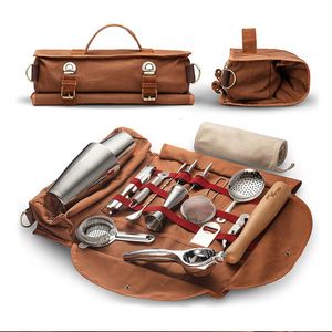 Профессиональная дорожная сумка для бармена, портативная холщовая сумка для инструментов для бара, шейкер, винный набор, сумка для хранения без инструментов 240304