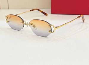 Altıgen güneş gözlükleri altın çerçevesiz portakal lensler erkek yaz sunnies narcissus sonnenbrille moda tonları UV400 gözlük