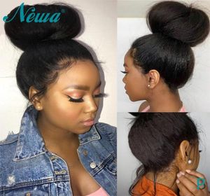 Newa Hair 360 Lace Frontal Wig Kinky Straight Brazilian Lace Frontal Human Hair Wigs Preucked baby 180 Remy Wigs9329205