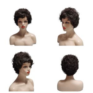 Women's Synthetic Wigs Layered Short Straight Pixie Cut Natural Color Sassy Curl Mix Natura Full Wig