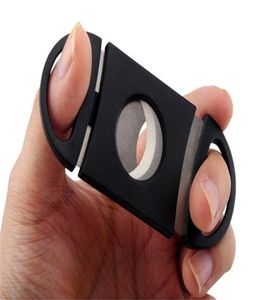 200pcs High Quality Black Plastic Handle Double Two 2 Stainless Steel Blade Cigar Cutter Scissor Scissors Cutters Pocket size3499348