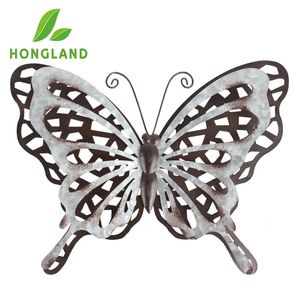 Metal Butterfly Worka ścienna 3D Art Indoor i Outdoor Garden Rzeźba Patio Fence salon 240229