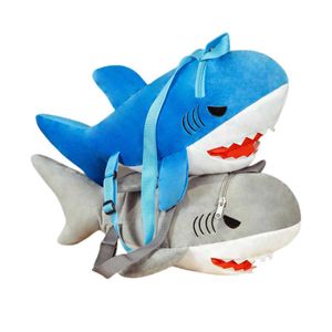 Plüsch-Rucksäcke 50 cm interessanter cooler Hai-Plüsch-Blau-Grau-Rucksack Kawaii Cartoon-Tier-Schultaschen für Kinder, Jungen, Mädchen, Geburtstagsgeschenke, L2403