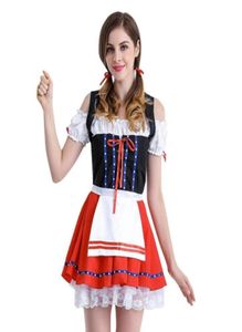 CHAMSGEND womans sexy Women039s Red Lace Oktoberfest Costume Bavarian Beer Girl Drindl Cosplay Dress woman dress 2018 C308295042036