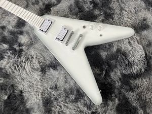 Chitarra elettrica OEM cinese volante v hardware cromato bianco 6 corde