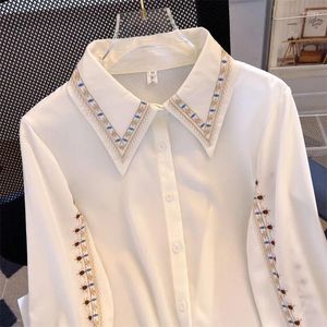Damskie bluzki panie noszone koszule białe kwiatowe odzież szyfonowa bluzki haftowane kobiety są wszechpasanckie wysokiej jakości eleganckie samice eleganckie
