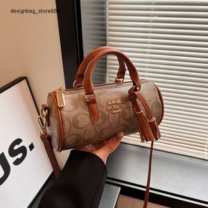 Bolsas elegantes Top Designers Bolsas De Designers Impresso Cilindro Marrom Bolsa Método Saco com Borla Na Moda Commuting Simples