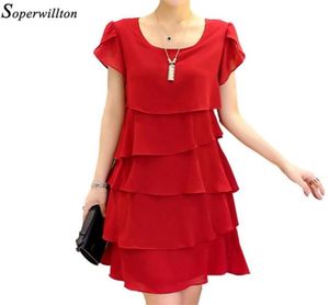 Summer Short Dress 2020 Women Plus Size 5XL Elegant Ladies Dresses Chiffon Ruffle Cocktail Party Vestido Lady Black Red Pink J1 Y24282451