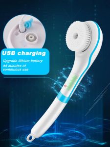 Scrubbers Electric Bath Brush Foot Face Back Massage Brush Bath Artifact Bathroom Cleansing Long Handle Multifunction Shower Brush