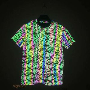 T-shirts Zebra Pattern Reflective Tshirt Men Haruku Hip Hop Mens Fluorescent Tshirts Casual Fashion Night Sporting Clothing Men's 691