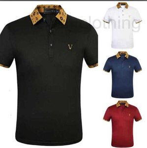 Herrpolos designer varumärke polo skjorta för män l bokstav ren bomull kortärmad krage t-shirt ungdom fritid affärssport England 9ita