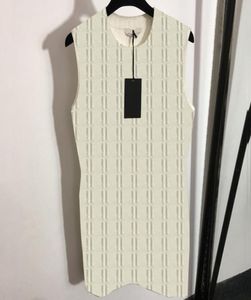 Pełne litery sukienki Jacquard Kobiet Knit Designer Sundress 2 Colours Osobowość Dziewczęta Sukienka Luksusowa załoga Szyjka 8593245