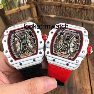 Mężczyźni Watch RM Factory RM Luksusowe zegarek Milles Wristwatch Mechanical Watch Designer Wristwatch White Fibre Fibre W pełni automatyczne puste światło