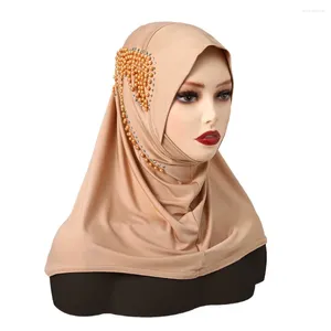 Schals Jersey Instant Plain Hijab Underscarf Frauen Muslim mit Schleife Bohrer Tudung Full Cover Inner Islamic Schal Schals