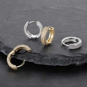 Pop Circle Square Hip Hop with Micro Set Zircon Stone Trendy Bling Full Diamond Men's and Women's Earrings Jewelry