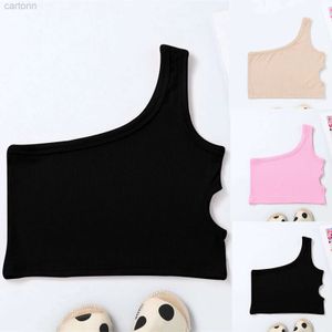 T-shirts Toddler Kids Girls Tank Top One Shoulder Racerback Crop Tank Top Sleeveless Dance Top For Ballet Gymnastics Dancewear ldd240314