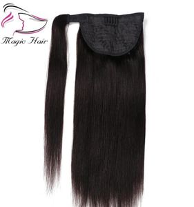 Evermagic Ponytail Human Hair Remy Straight European Ponytail Hairstyle 100g 100 Натуральные заколки для волос в наращивании1065640