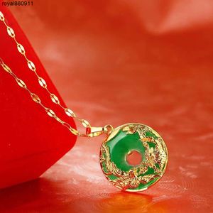 Pendant Necklaces Dragon Phoenix Necklace for Women Green Malaysian Jade China Ancient Mascot Plated Designer Necklace Choker Jewelry High Quality