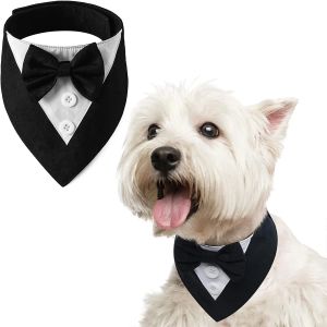 Acessórios cão smoking formal cão casamento bandana com laço traje de aniversário do cão ajustável festa de estimação smoking cão traje de casamento cachecol