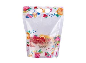 500ml Fruit pattern Plastic Drink Packaging Bag Pouch for Beverage Juice Milk Coffee with Handle and Holes for Straw1206283