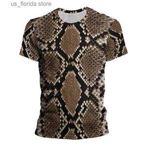 Homens camisetas Snake Pattern T-shirt Vintage Homens Casual T Horror Gráfico Snake Skin 3D Impressão Camisetas Retro Strtwear Moda Mulheres Roupas Y240321