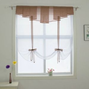 Curtains New Pleated Valance Design Stitching Colors Tulle Balcony Kitchen Window Curtain Sheer Wave blinds 1PCS