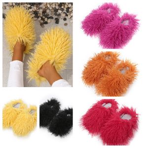 Sandals Hot Selling Fur Slipper Mule Woman Daily Wears Fur Shoe White pink Black brown Metal Casual Flats Shoe Trainer Sneakers GAI softs